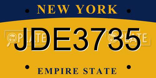 JDE3735 New York License Plate