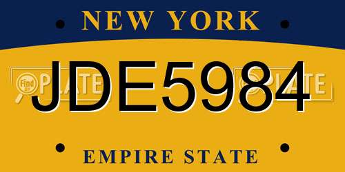 JDE5984 New York License Plate