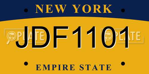 JDF1101 New York License Plate