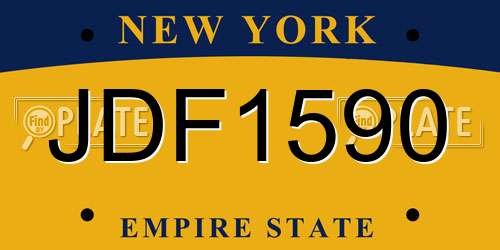 JDF1590 New York License Plate