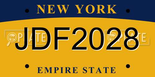 JDF2028 New York License Plate