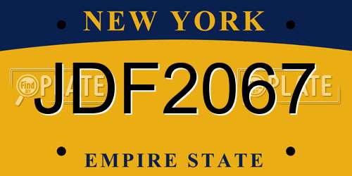 JDF2067 New York License Plate