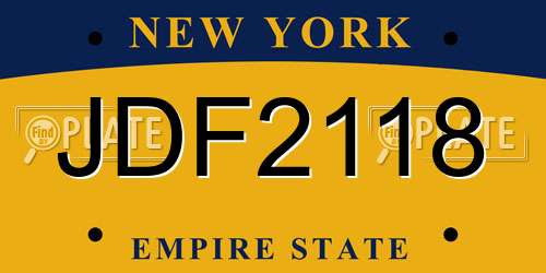 JDF2118 New York License Plate