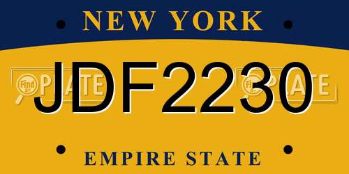 JDF2230 New York License Plate