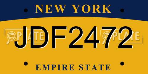 JDF2472 New York License Plate