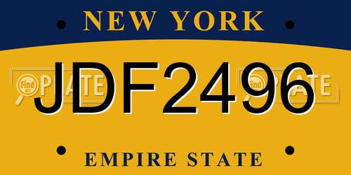 JDF2496 New York License Plate