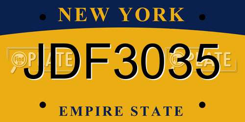 JDF3035 New York License Plate