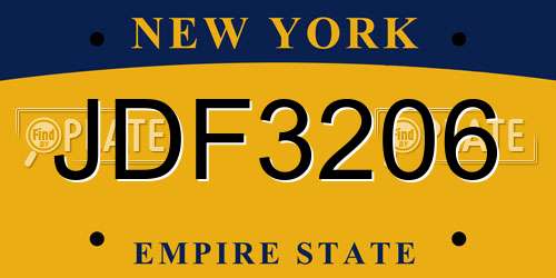 JDF3206 New York License Plate