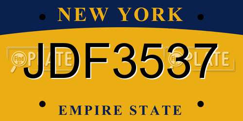 JDF3537 New York License Plate