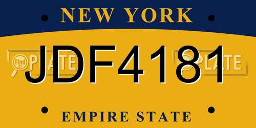 JDF4181 New York License Plate