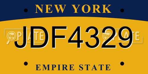 JDF4329 New York License Plate