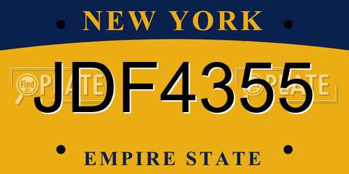 JDF4355 New York License Plate