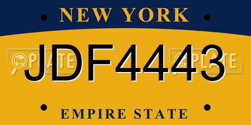 JDF4443 New York License Plate