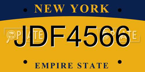 JDF4566 New York License Plate