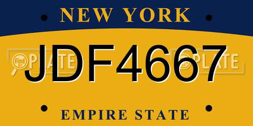 JDF4667 New York License Plate