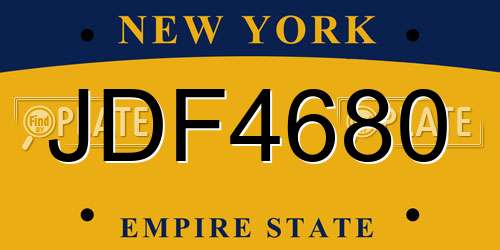 JDF4680 New York License Plate