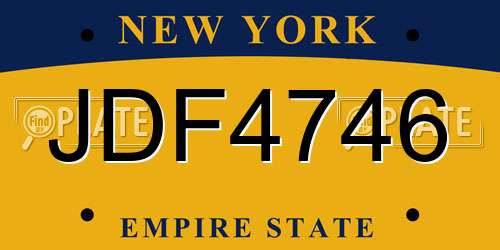JDF4746 New York License Plate