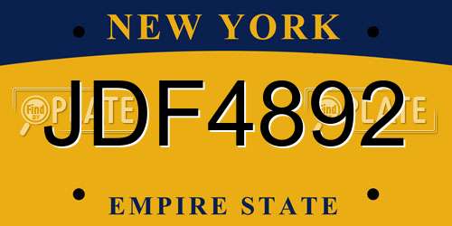 JDF4892 New York License Plate