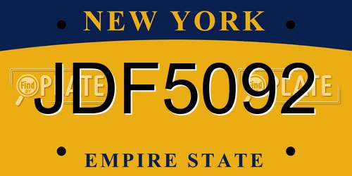 JDF5092 New York License Plate