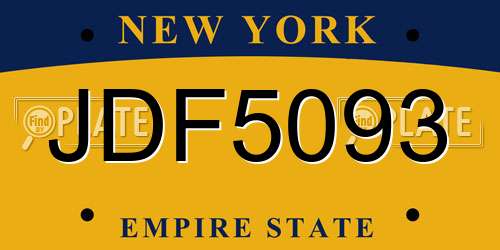 JDF5093 New York License Plate