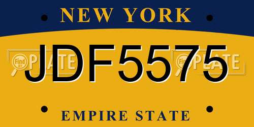 JDF5575 New York License Plate