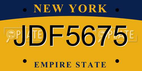 JDF5675 New York License Plate