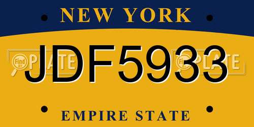 JDF5933 New York License Plate