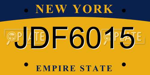JDF6015 New York License Plate