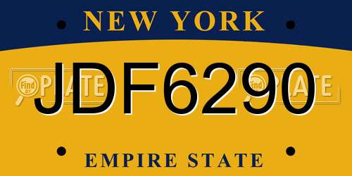 JDF6290 New York License Plate