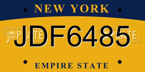 JDF6485 New York License Plate