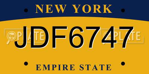 JDF6747 New York License Plate