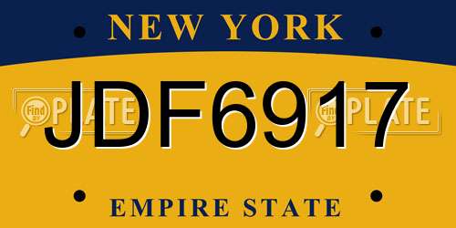 JDF6917 New York License Plate