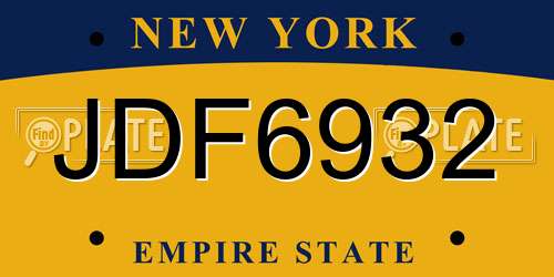 JDF6932 New York License Plate