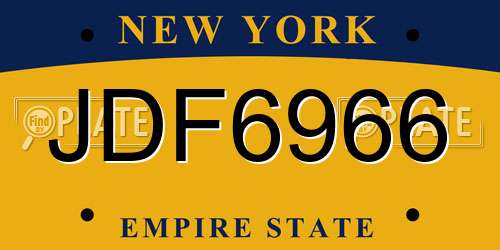 JDF6966 New York License Plate