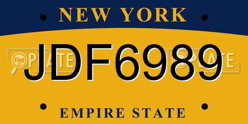 JDF6989 New York License Plate