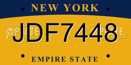 JDF7448 New York License Plate