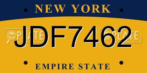 JDF7462 New York License Plate