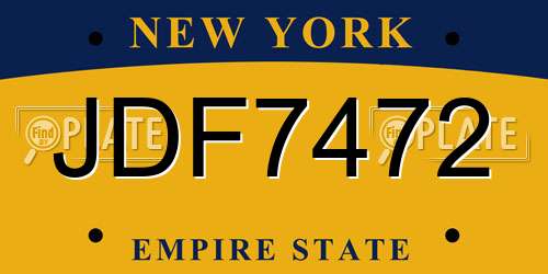JDF7472 New York License Plate