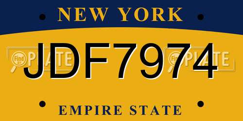 JDF7974 New York License Plate