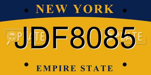 JDF8085 New York License Plate