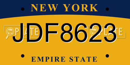 JDF8623 New York License Plate