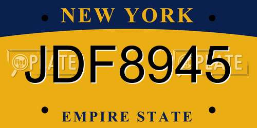 JDF8945 New York License Plate