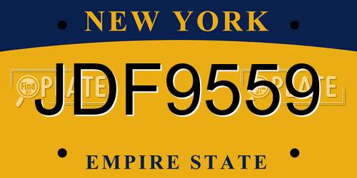 JDF9559 New York License Plate