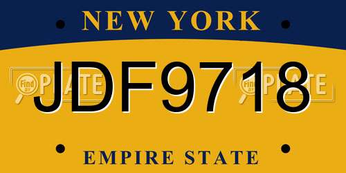JDF9718 New York License Plate