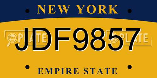 JDF9857 New York License Plate