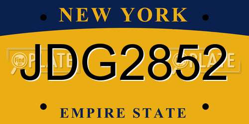 JDG2852 New York License Plate