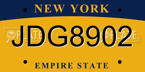 JDG8902 New York License Plate