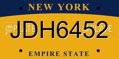 JDH6452 New York License Plate