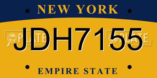 JDH7155 New York License Plate