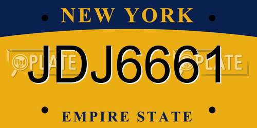 JDJ6661 New York License Plate
